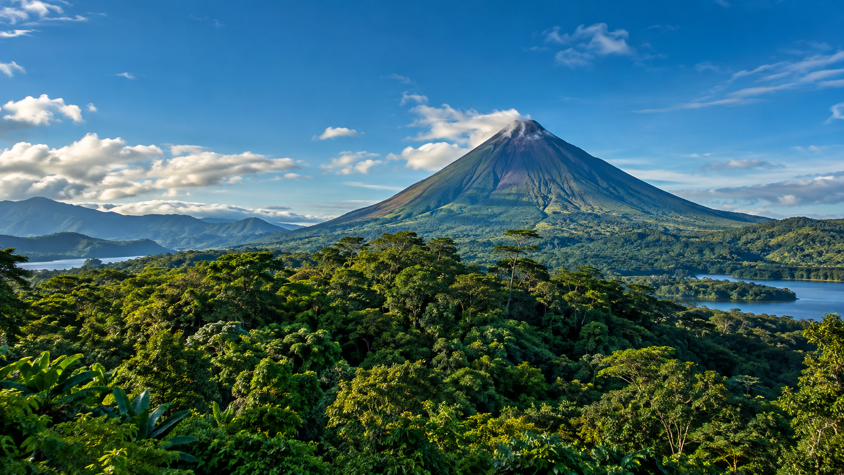 Volcán Arenal, Costa Rica. Paisaje generado ilustrativo.