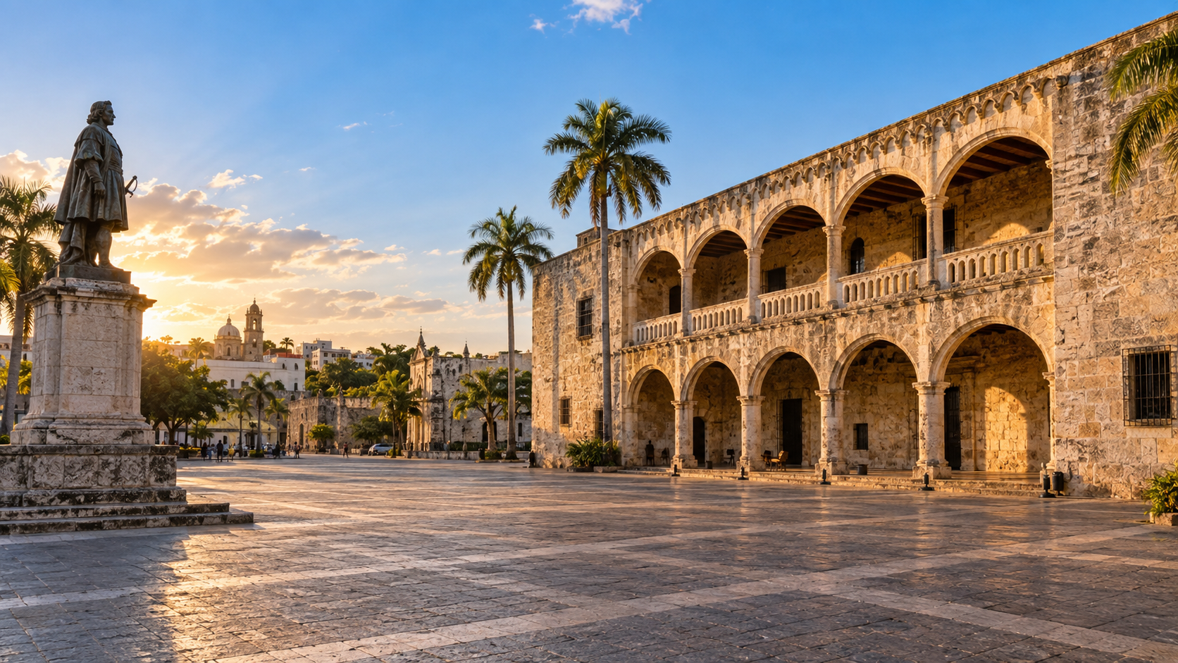 Zona Colonial, Santo Domingo, República Dominicana. Paisaje generado ilustrativo.